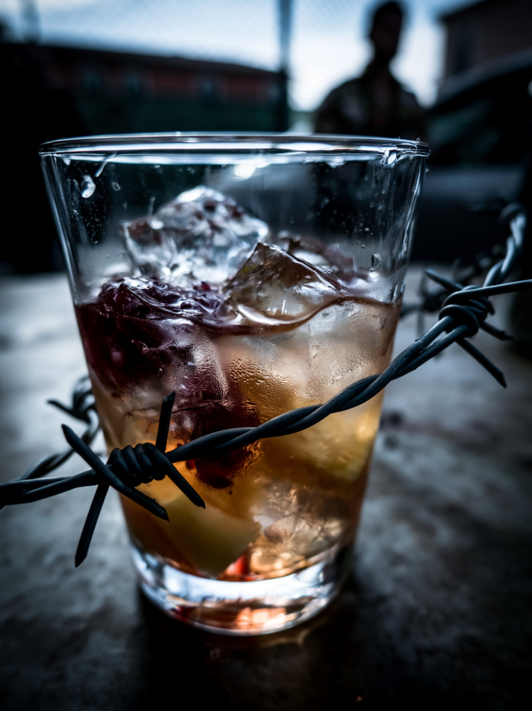 Artfully presented craft cocktail at a pop-up bar event